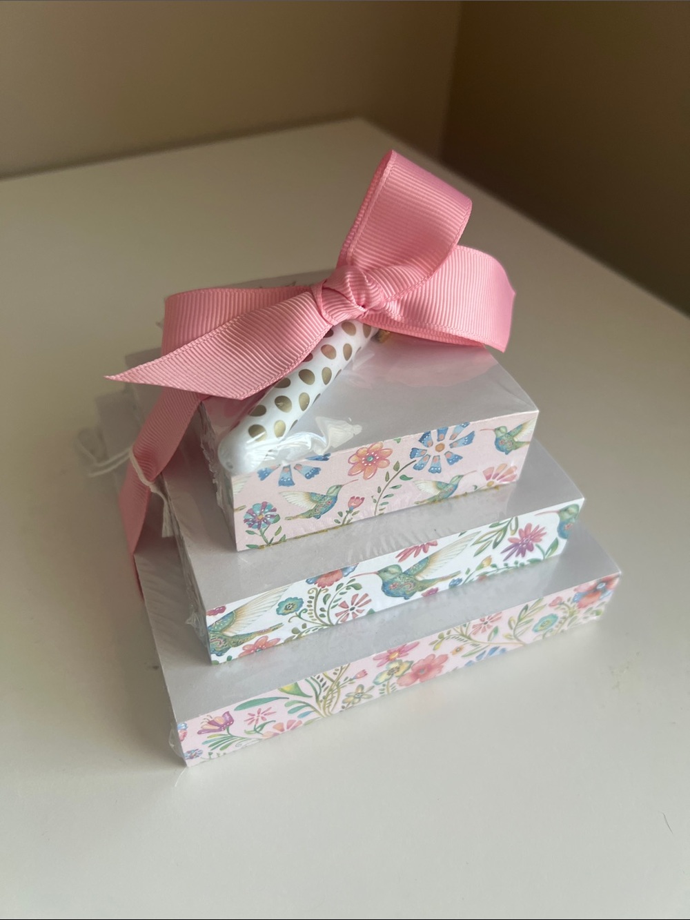 Vintage Y2K Floral Tiered Memo Notepad Set with Pink Bow